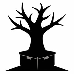 Silhouette of a Shadowed Tree Trunk Minimalist Vector Design