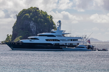 Mega Yacht   anchored in Indian Bay, Saint Vincent and the Grenadines
