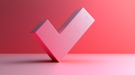 Pink checkmark symbol on pink background; success concept; website design.