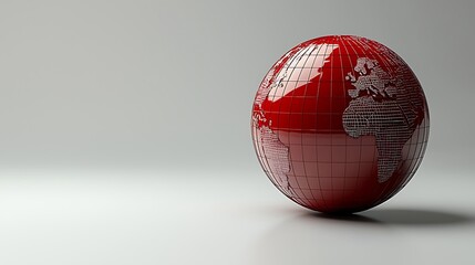 Red globe on white background, global connection concept, website banner.