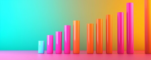 economic and windfall concept. Colorful vertical bars showcasing growth against a vibrant backdrop.