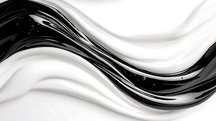 Obraz premium Abstract black and white liquid swirls, wave texture background.
