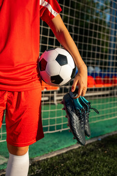 Female soccer player on a sports field
