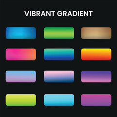Gradient button set. Colorful rounded rectangles. Multicolor UI elements. Vibrant gradient shapes.