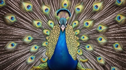 Obraz premium Regal Peacock with Fiery Eyes and Feathers Like a Blaze of Color