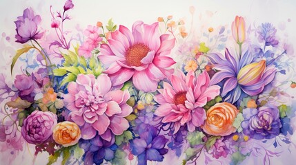 A photo of a vibrant floral watercolor painting