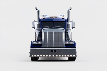 Obraz premium Front View of a Blue Truck. A blue truck shown from the front, ideal for transportation, logistics, and automotive design projects.