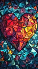 Abstract Geometric Heart Design Colorful Triangles