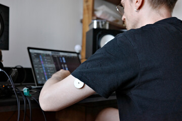 A close-up view of a wearable health monitoring device 