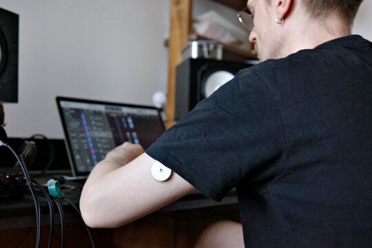 A close-up view of a wearable health monitoring device 