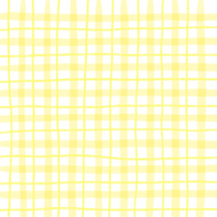 Yellow Plaid Gingham Hand Drawn Background Pattern Overlay