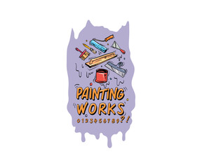Painting works announcement. Creative advertisement template, vector illustration.