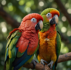 Fototapeta premium blue and yellow macaw Ara AI generative