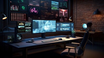 Naklejka premium A photo of a virtual workspace with floating