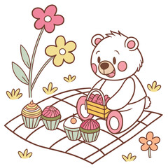 teddy bear and flowers