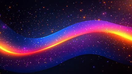 Obraz premium Vibrant Cosmic Background with Colorful Waves and Sparkling Stars, Perfect for Science Fiction Themes, Abstract Designs, and Digital Art Projects
