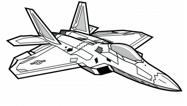 black and white f-22 fighter jet clip art preview