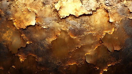 Naklejka premium Textured golden surface with cracks and peeling effect creating an artistic aesthetic for design purposes