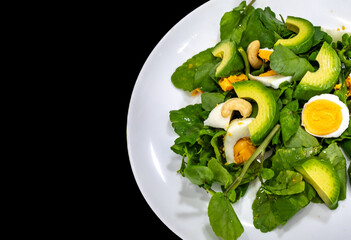 Healthy low carb paleo food, salad, avocado