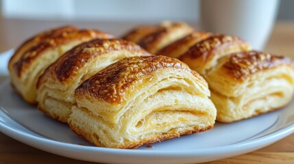 Soft Flaky Biscuits Made with Rich Butter on a White Plate in a Bright Kitchen Setting
