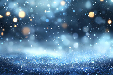 A soft blue glittery background with glowing bokeh lights, isolated with no distractions to create...