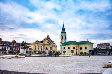 Fototapeta premium Oradea, Romania - 04.25.2022:Oradea medieval downtown in Transylvania Romania