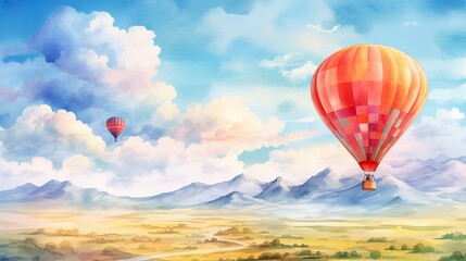 Obraz premium A photo of a whimsical hot air balloon watercolor