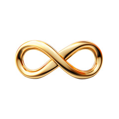 Golden infinity sign on transparent, white background, png