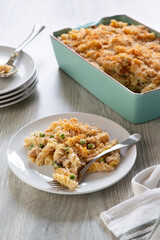 Classic American Tuna Noodle Casserole, an easy and affordable weeknight dinner