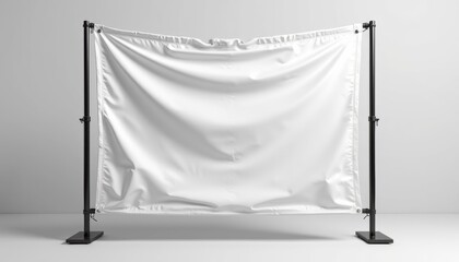 Photorealistic mesh banner mockup with focus on material and design, minimal background highlighting banner details