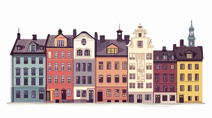 Fototapeta premium Charming Vector Illustration: Scandinavian Houses in Vintage Style