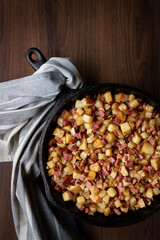 St. Patrick's Day Skillet Corned Beef Hash, cured meat, onion and potatoes for a savory breakfast