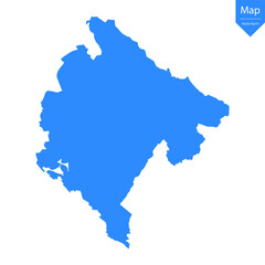 Fototapeta premium Blue map of Montenegro isolated on white background. Vector illustration eps10. 