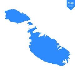Blue map of Malta isolated on white background. Vector illustration eps10.	
