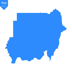 Blue map of Sudan isolated on white background. Vector illustration eps10.	
