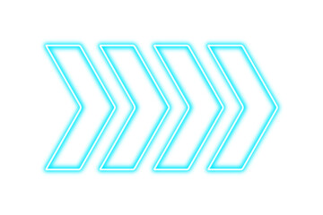Neon blue arrow sign isolated on transparent background. Glowing right arrows icon. Light neon arrow decoration. Electricity fluorescent glowing graphic. Direction design elements, PNG, Cut out © Zoriala HN