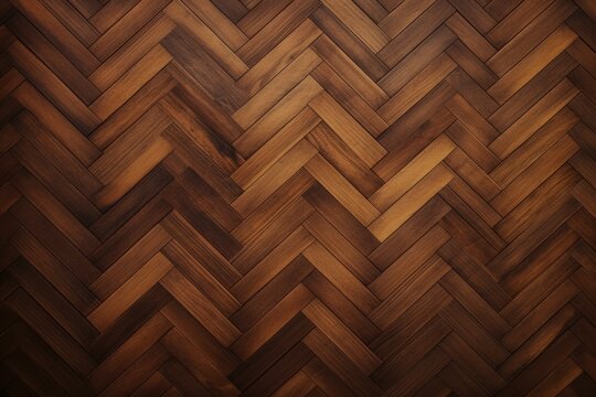 Seamless dark wooden parquet floor with herringbone pattern creating elegant interior design