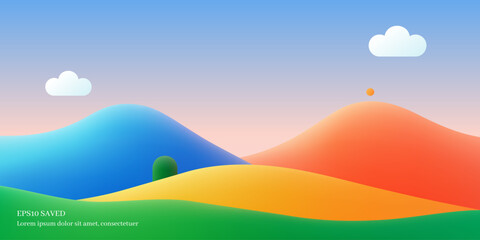 Fototapeta premium Peaceful Landscape Illustration,Harmony of Colors.