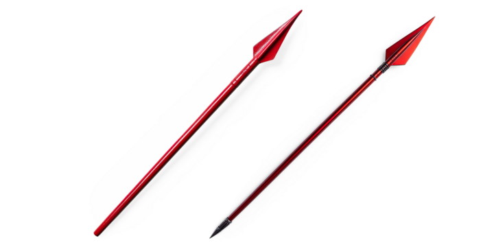 Red Arrowhead on Black Stick on a Transparent Background - Powered by Adobe