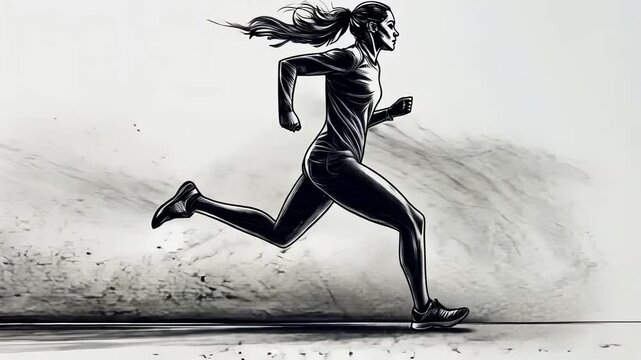 Dynamic Silhouette of a Running Woman in Action Vector Illustration