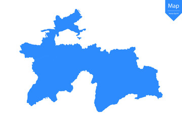 Obraz premium Blue map of Tajikistan isolated on white background. Vector illustration eps10. 