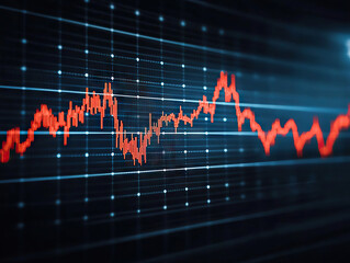 Obraz premium glowing red forex chart with dark background, showcasing financial market trends and data analysis