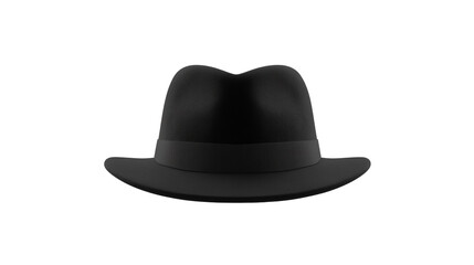 Black fedora hat with no background. Isolated. Close-up