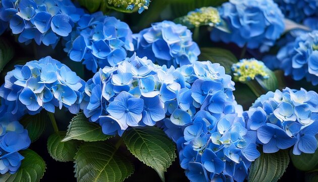 blue hortensia hydrangea flower, AI generated - Powered by Adobe