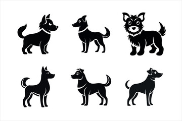  Silhouettes of Cute silhouette Dogs icon set 