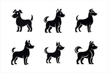  Silhouettes of Cute silhouette Dogs icon set 