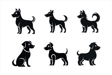  Silhouettes of Cute silhouette Dogs icon set 