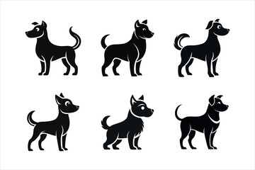  Silhouettes of Cute silhouette Dogs icon set 