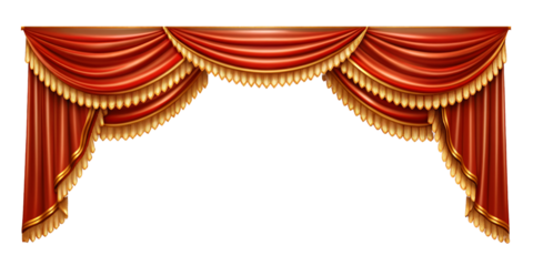 Realistic velvet curtains stage on a transparent Background, suitable for window or theater stage decoration. Luxury silk or velvet drapery mockup for interior design.