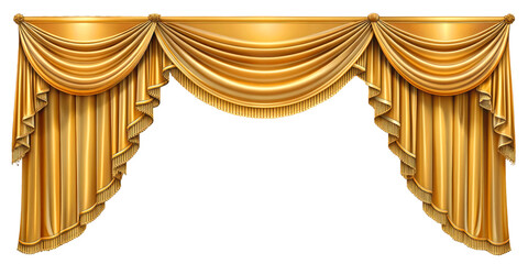 Realistic velvet curtains stage on a transparent Background, suitable for window or theater stage decoration. Luxury silk or velvet drapery mockup for interior design.